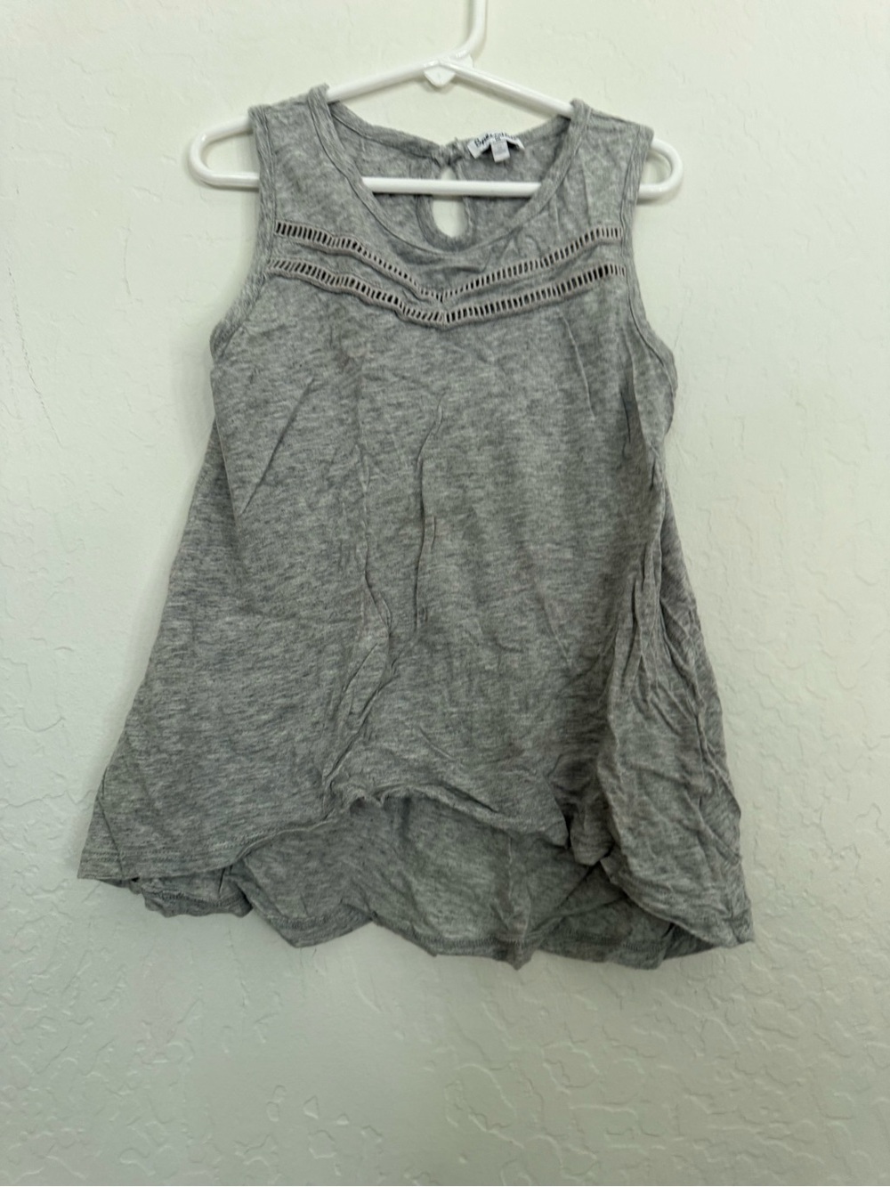 Splendid Light Gray Crochet Yoke Swing Tank